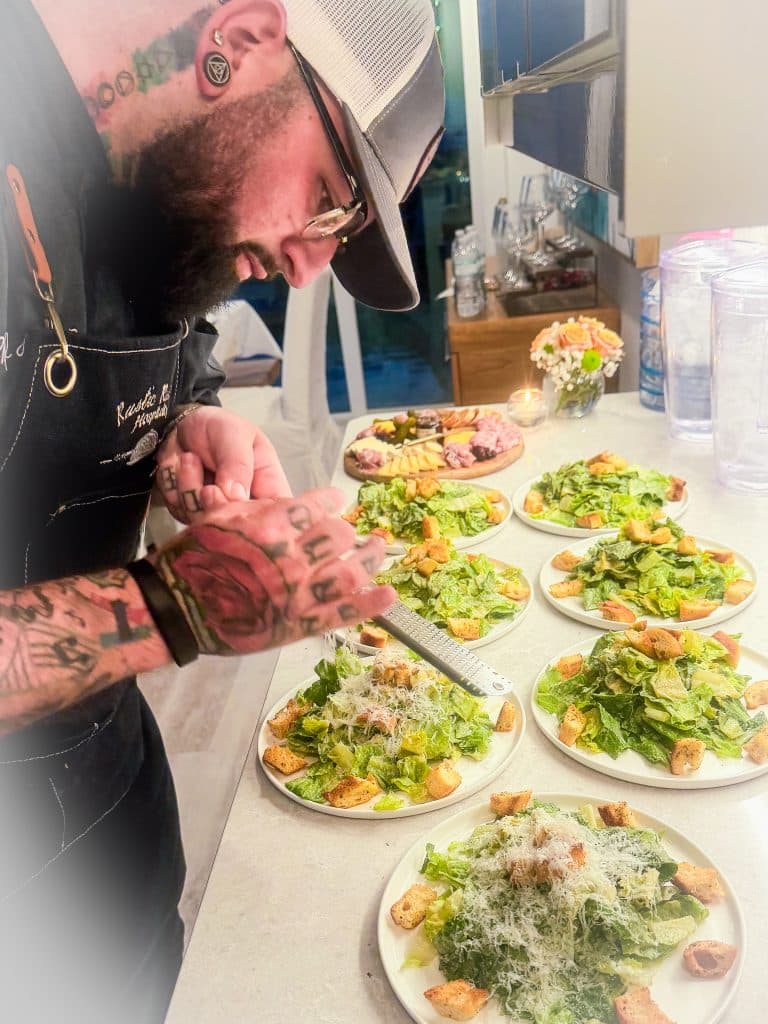 Small Event Catering Preparation by Rustic Roots Near Tampa Bay Florida for an Engagement Dinner Catering Job